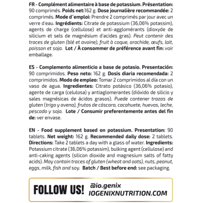 Potassium Citrate - Complemento alimenticio | iO.GENIX Nutrition