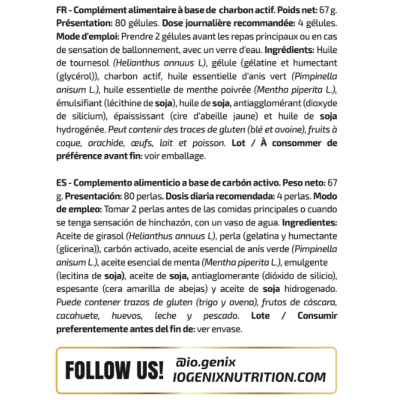 Carbón activo - Complemento alimenticio | iO.GENIX Nutrition